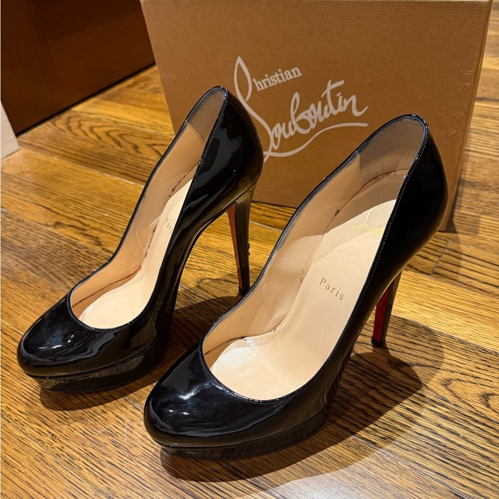 Christian Louboutin Glossy Black Heels with Red Soles